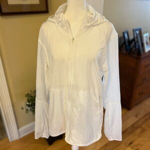 Lululemon Athletica White Lightweight Hooded Rain Running Packable Jacket